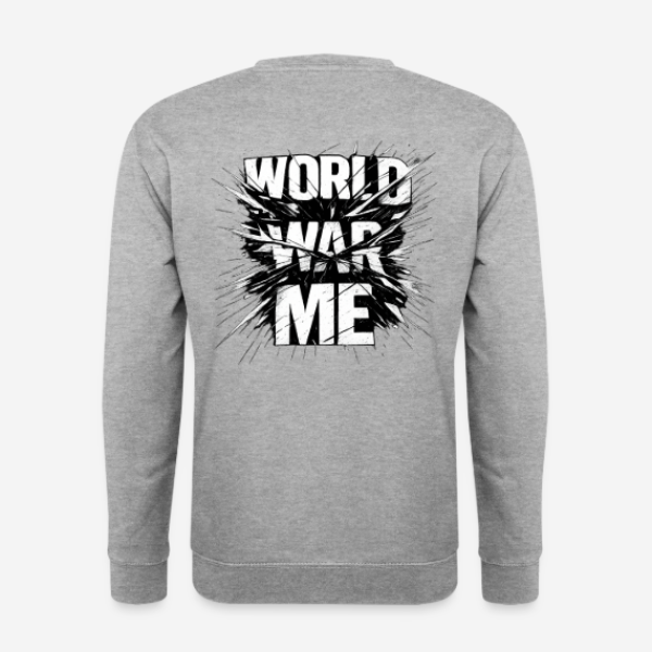 WORLD WAR ME Pullover in grau mit Rückendruck